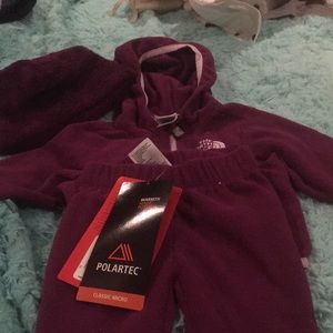 Northface fleece, NWT pants, hat3-6 months!